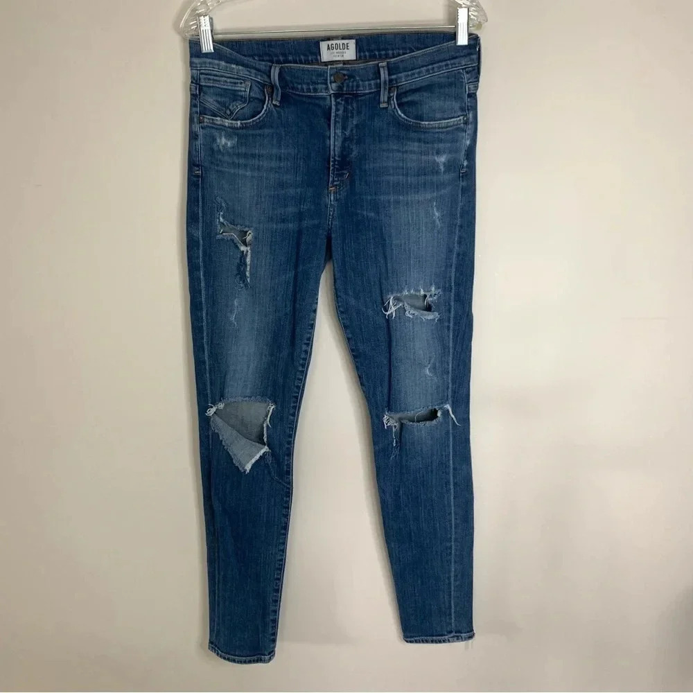 Agolde Distressed Skinny Jeans Blue  29